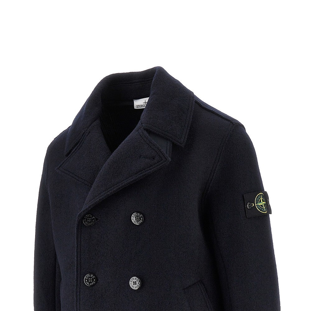Felted wool double-breasted peacoat