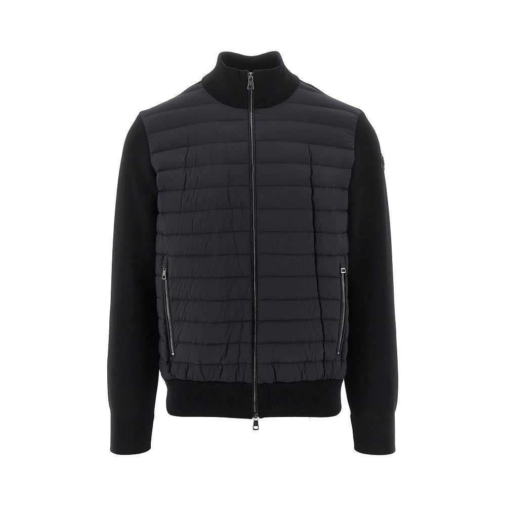 Cotton-blend and padded nylon cardigan