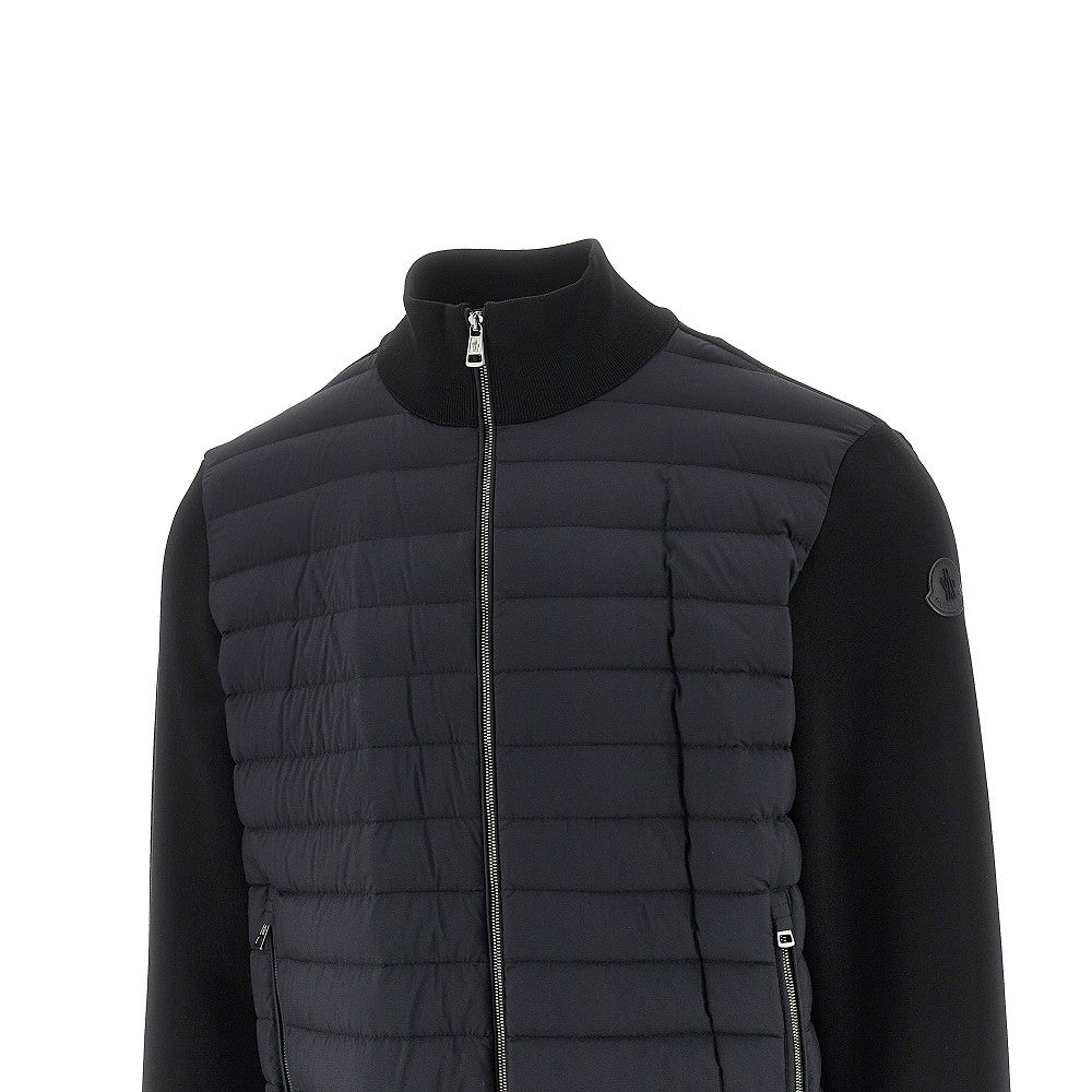 Cotton-blend and padded nylon cardigan