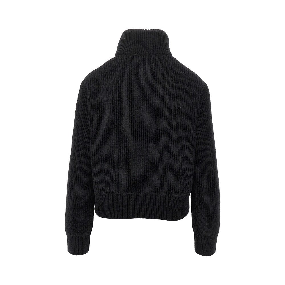 Cardigan ibrido in maglia e nylon imbottito
