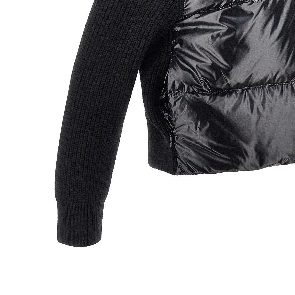 Cardigan ibrido in maglia e nylon imbottito