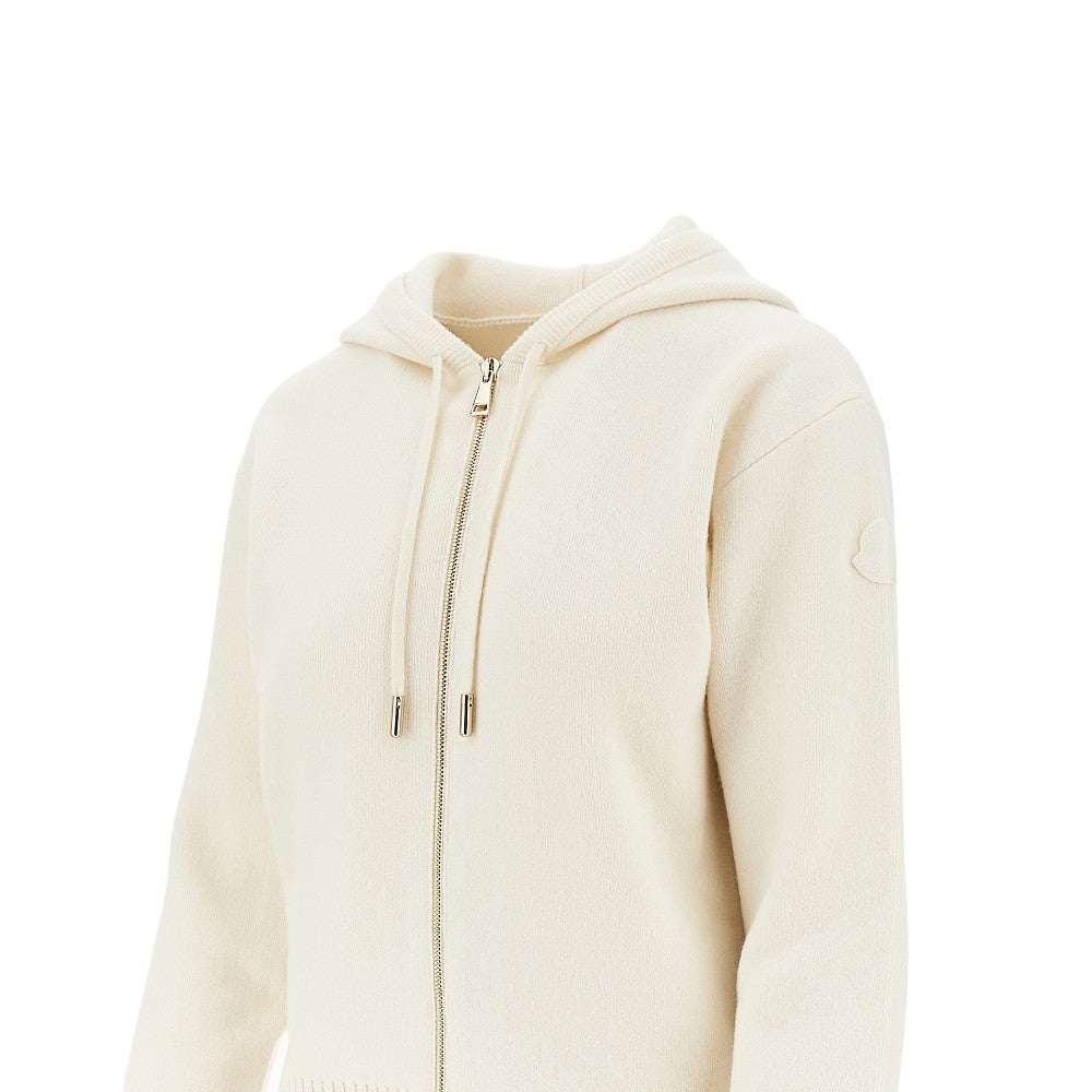 Felpa full-zip in lana e cachemire