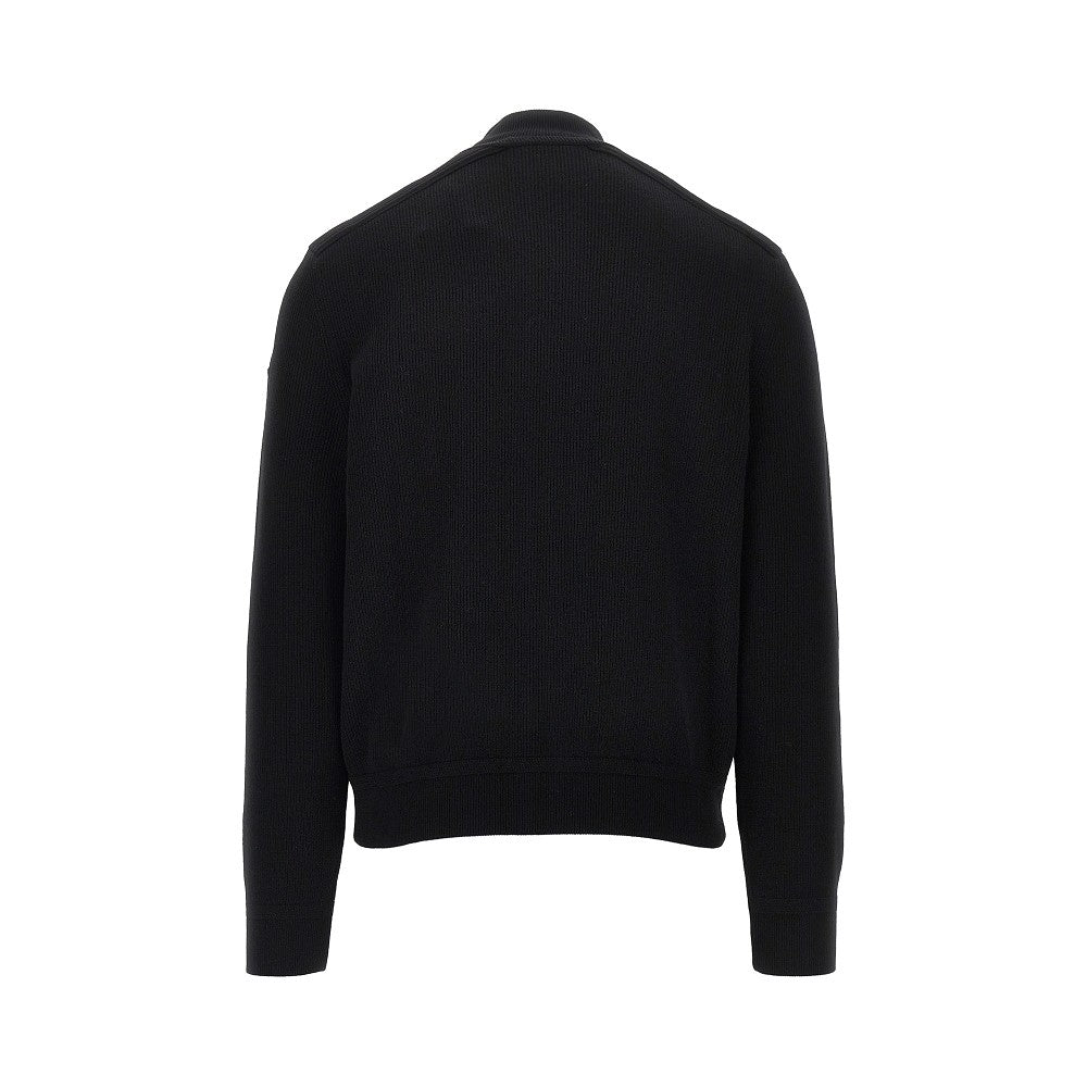 Nylon and wool-blend cardigan