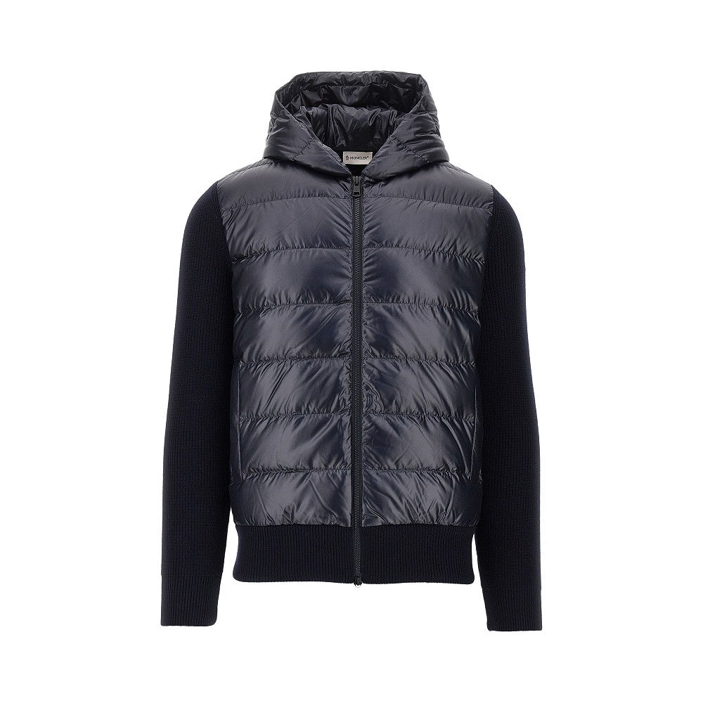 Cardigan full-zip in lana e nylon imbottito