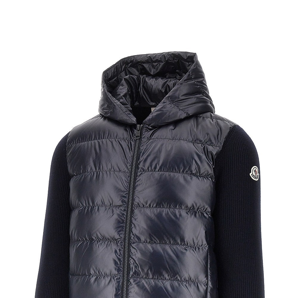 Cardigan full-zip in lana e nylon imbottito