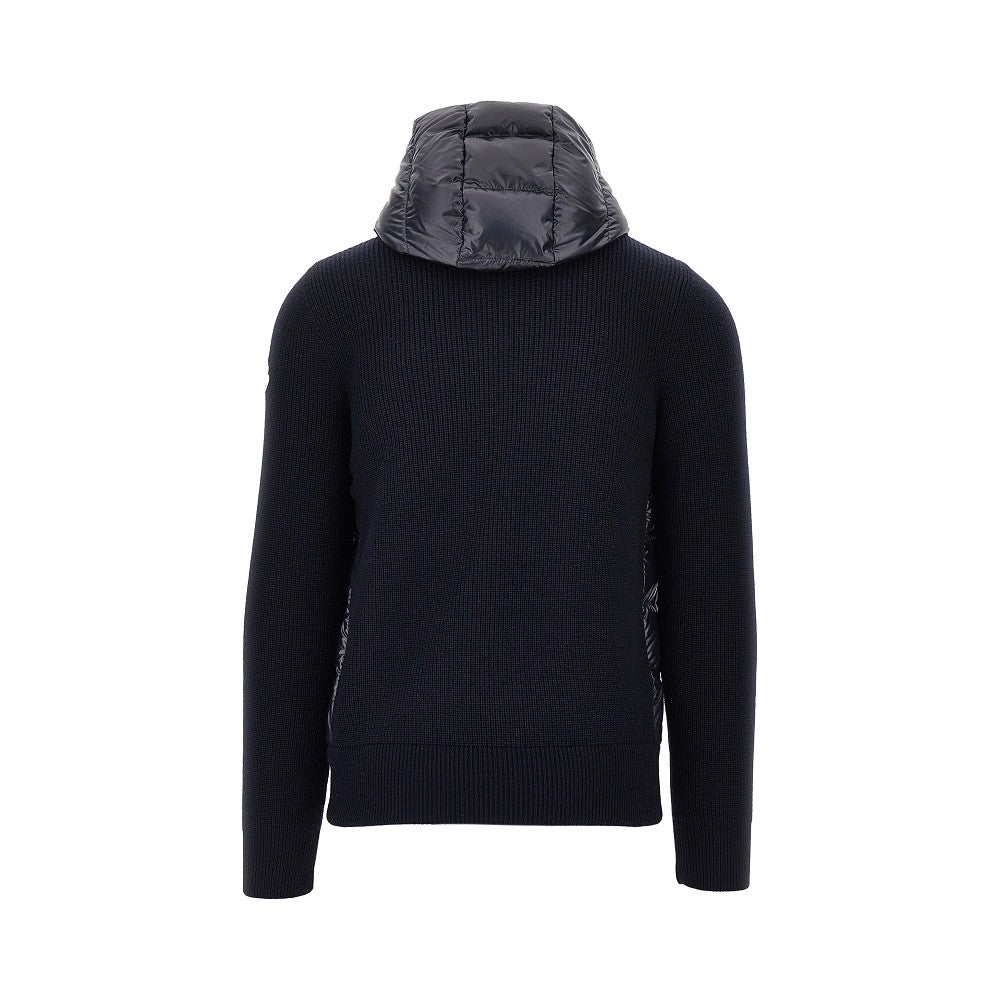 Cardigan full-zip in lana e nylon imbottito