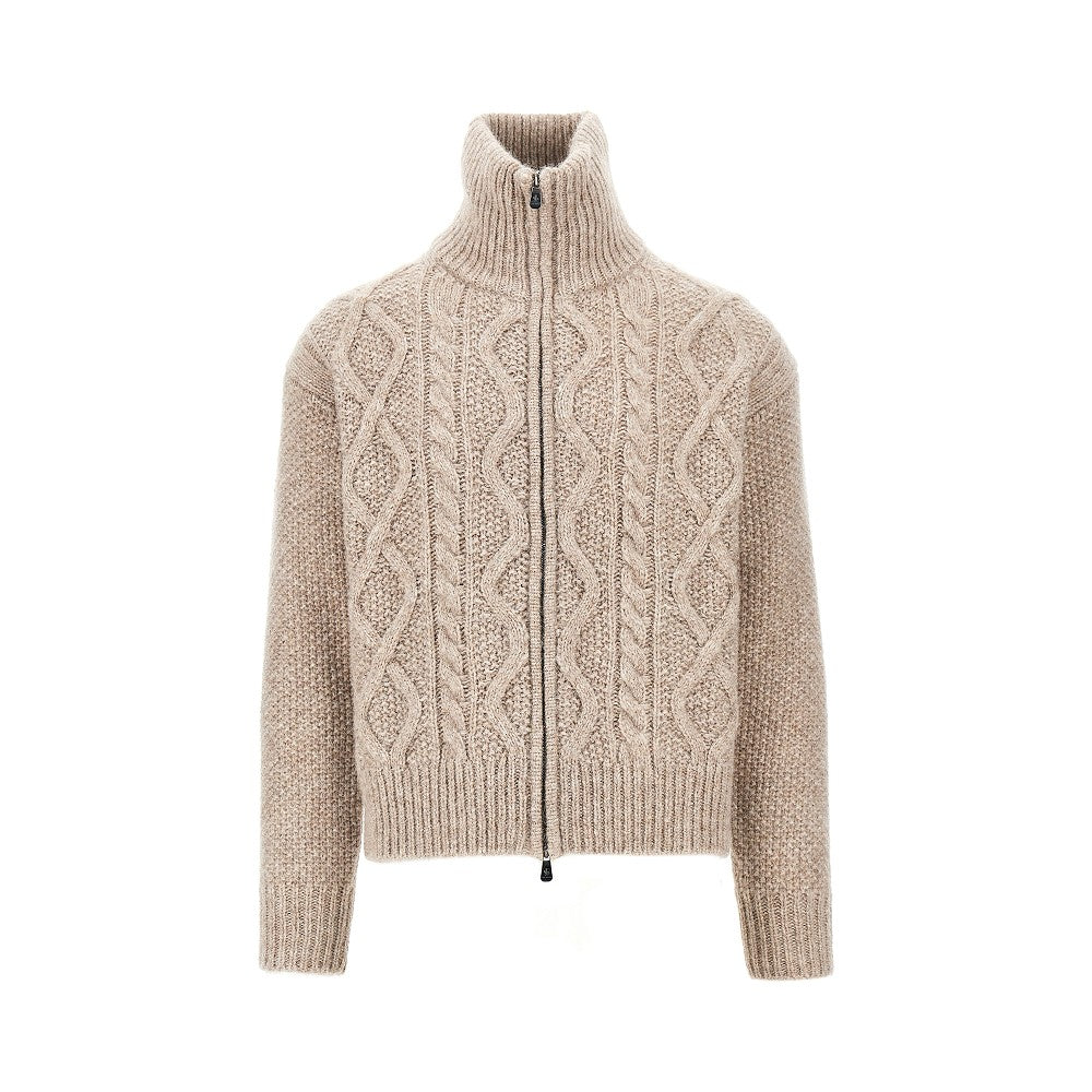 Cardigan in misto cachemire a trecce