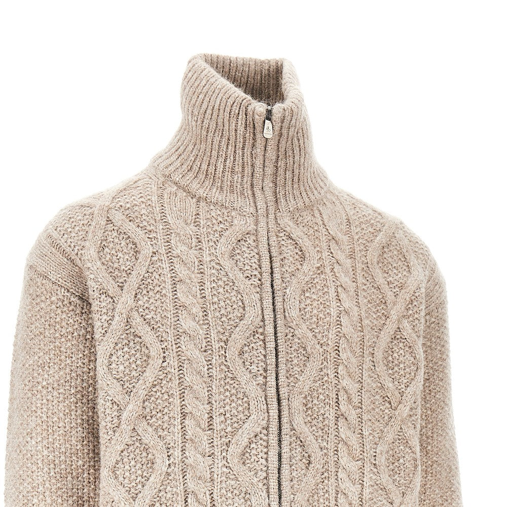 Cardigan in misto cachemire a trecce