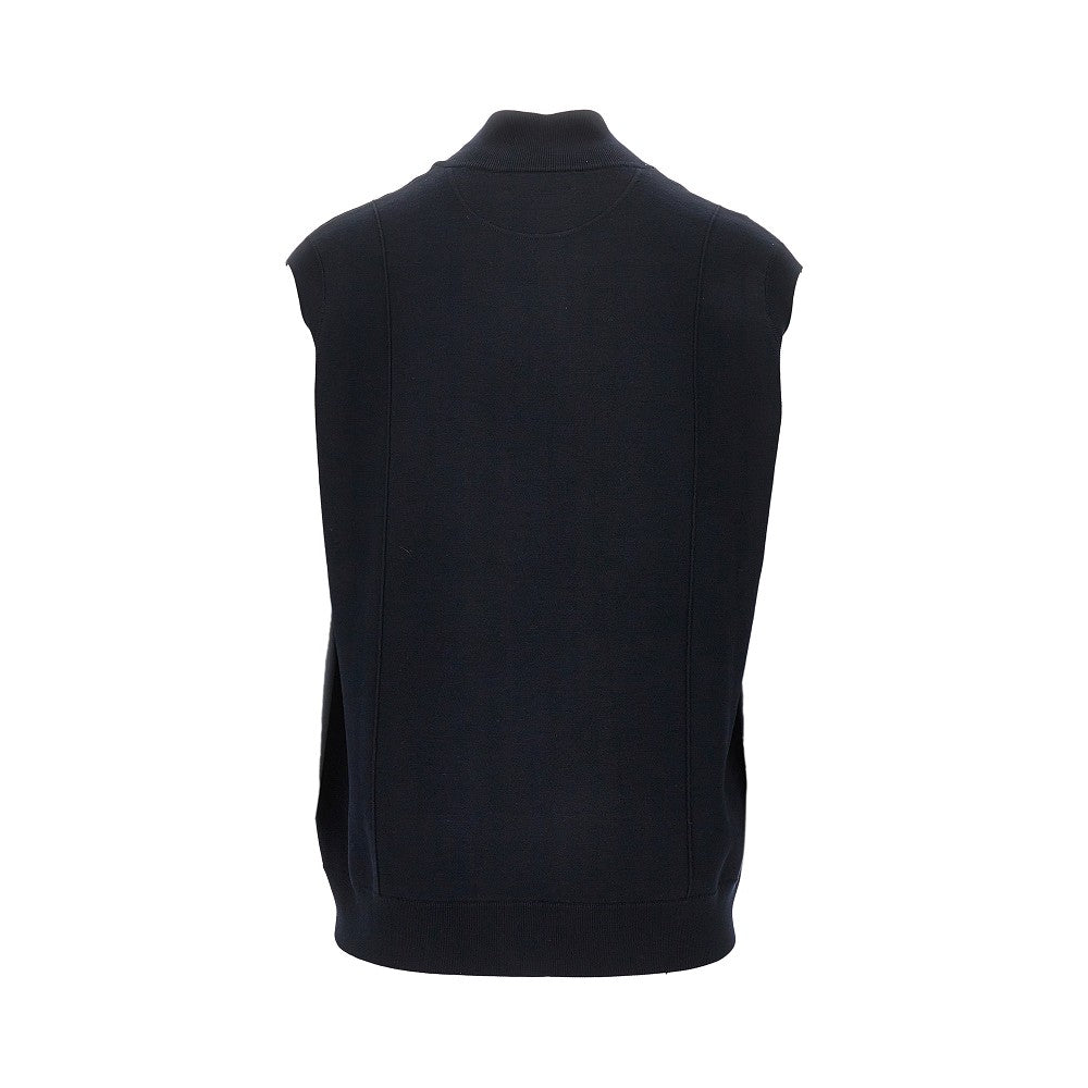 Cardigan senza maniche in seta e cotone