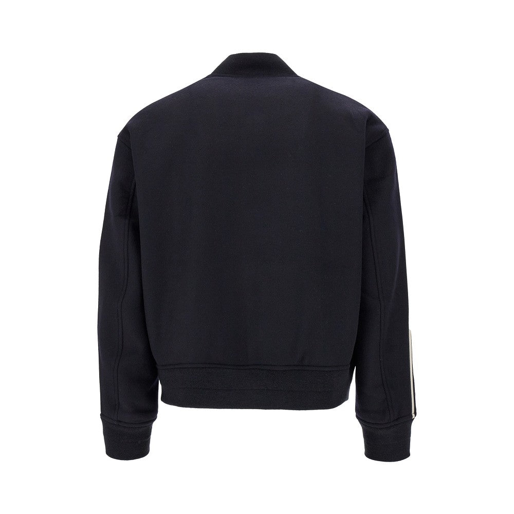 Wool blouson jacket with contrasting bands