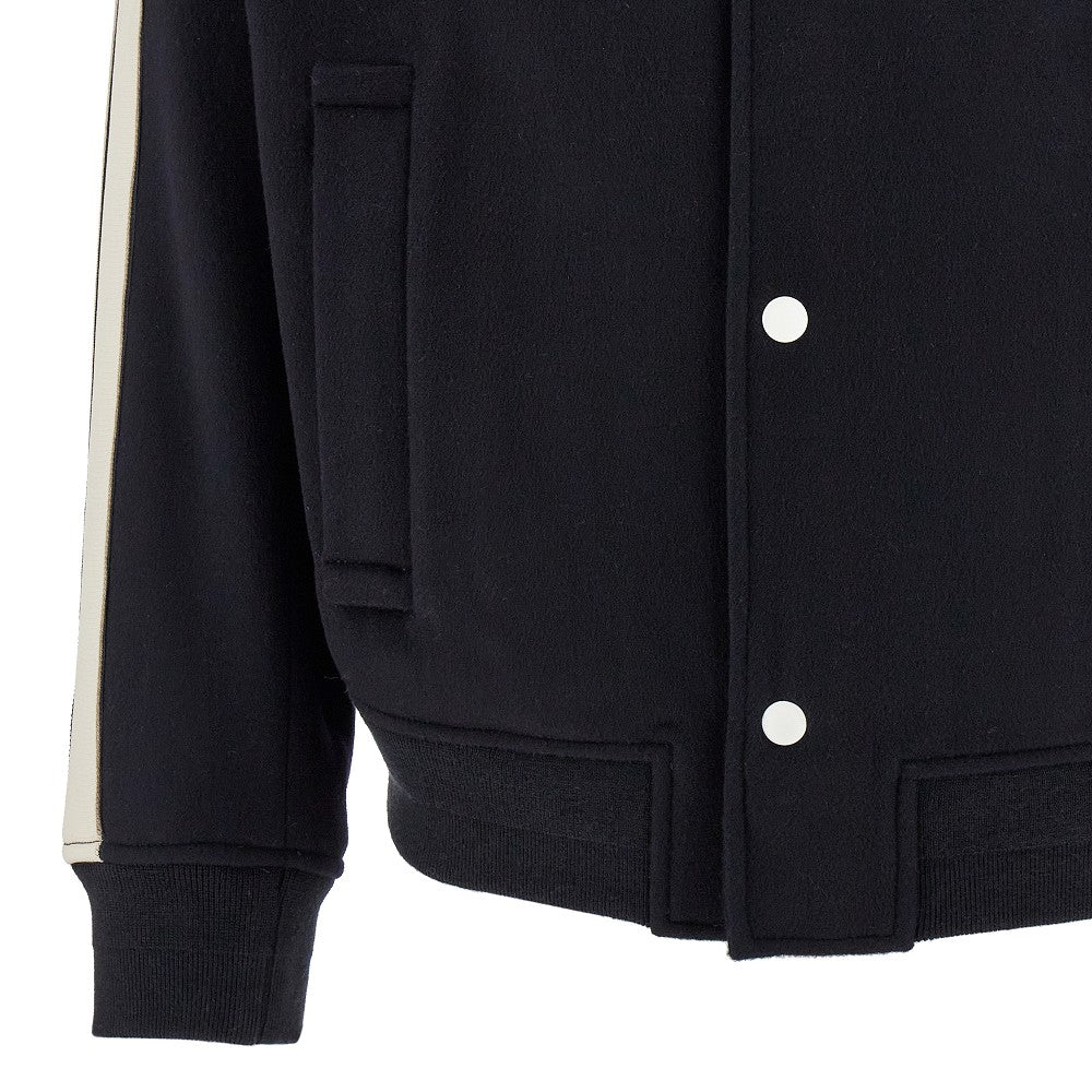 Wool blouson jacket with contrasting bands