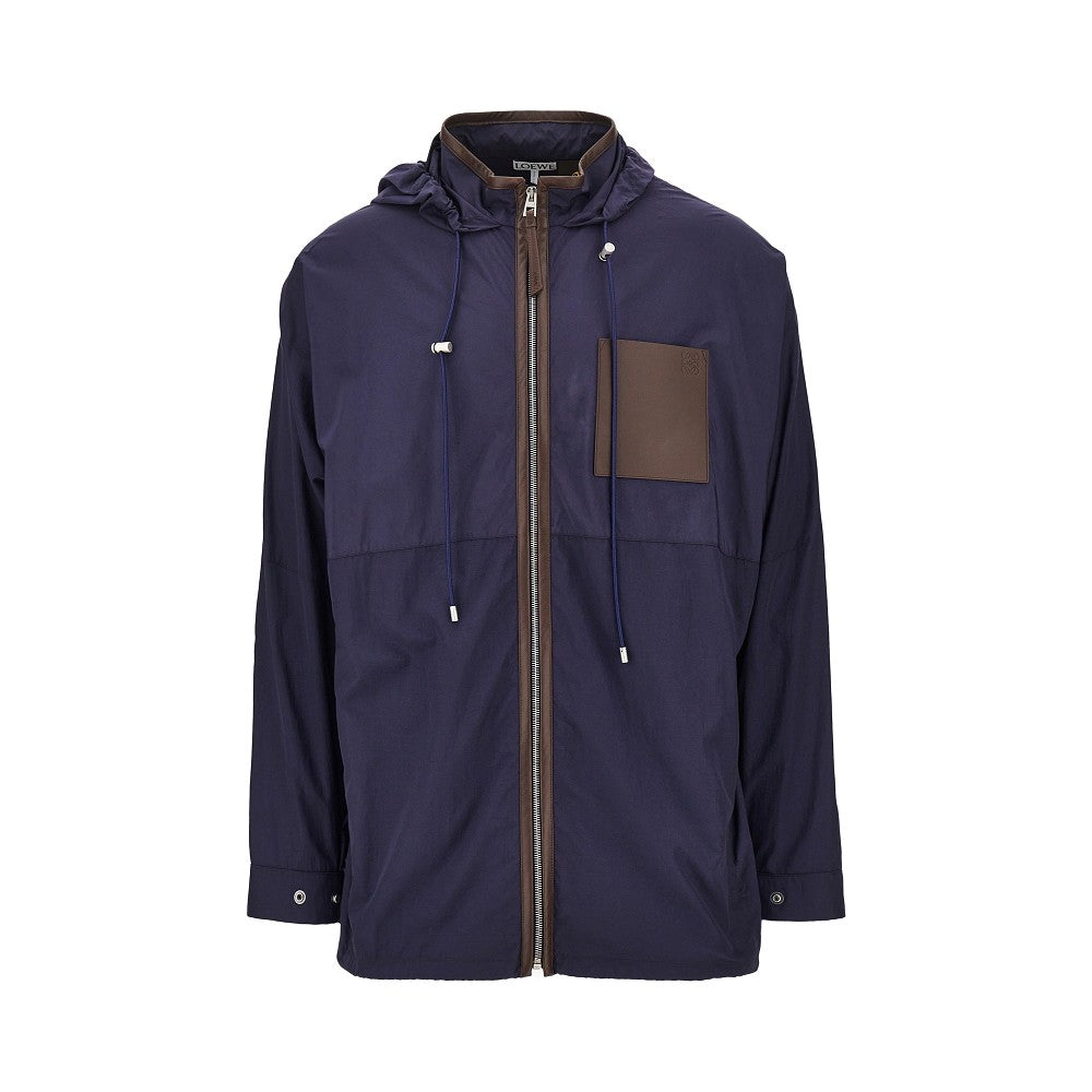 Giacca in micro ripstop con dettagli in pelle