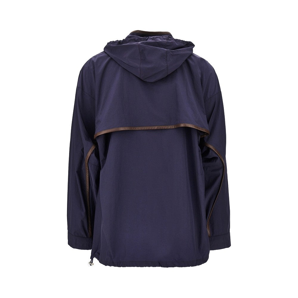 Giacca in micro ripstop con dettagli in pelle