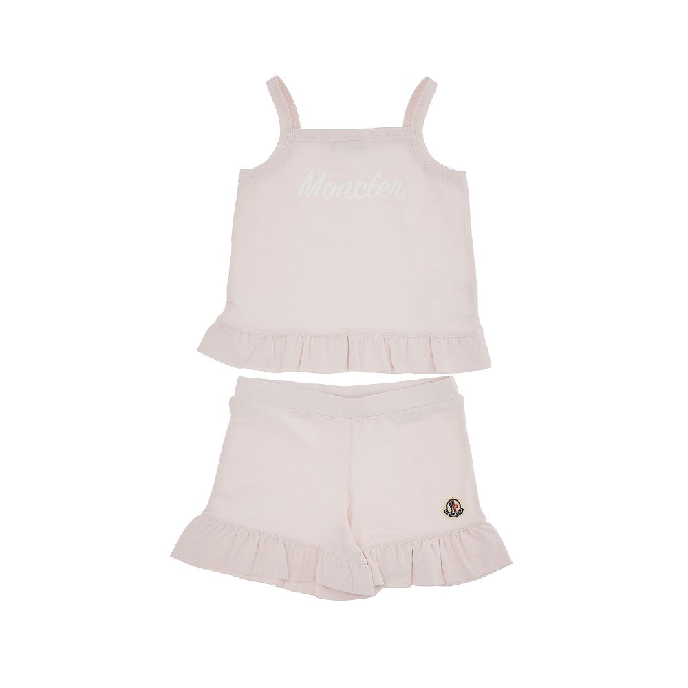 Two-piece jersey set with ruffles