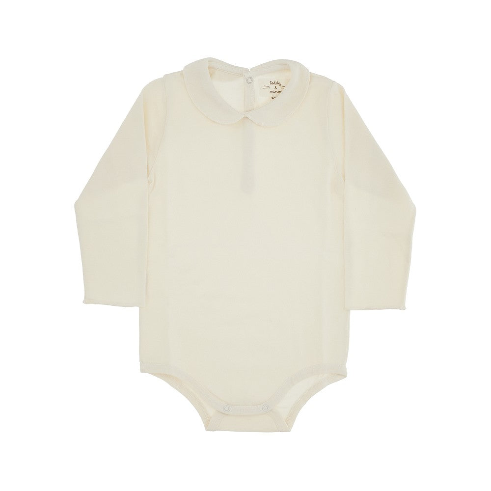 Stretch cotton long-sleeved bodysuit