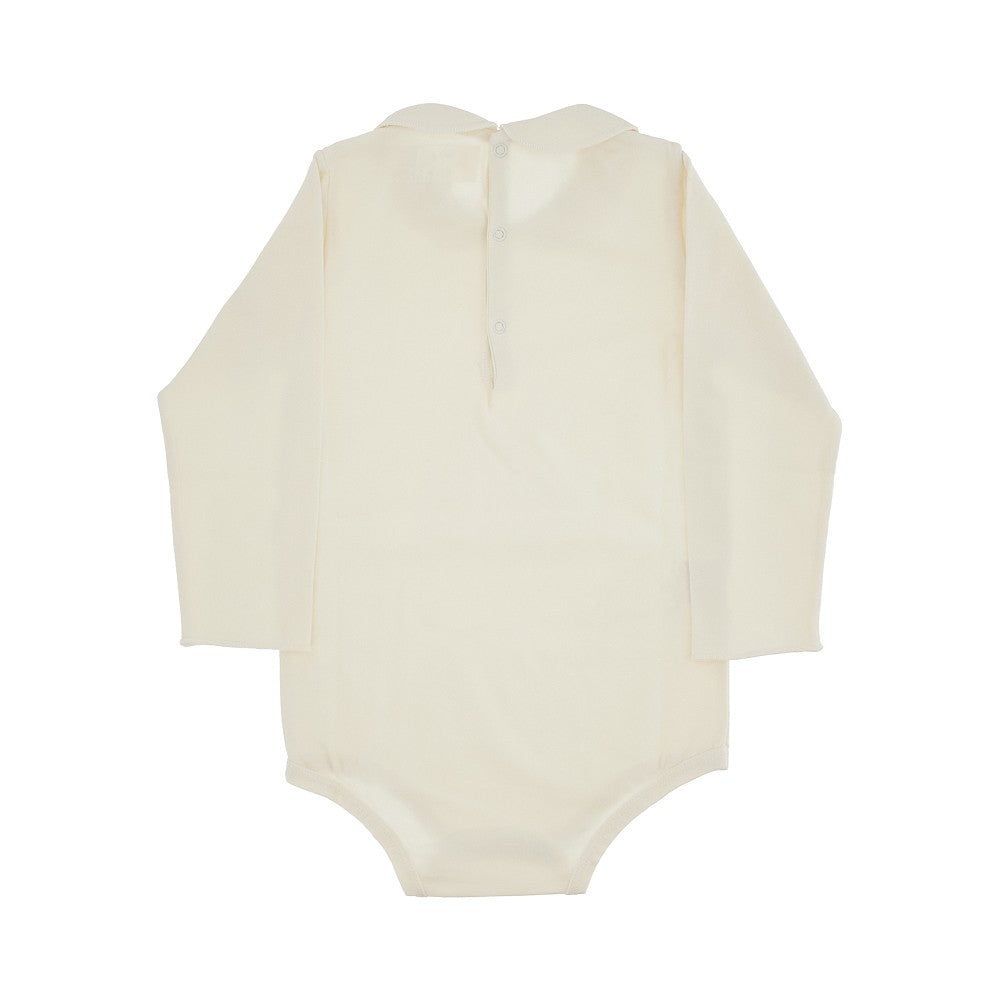 Stretch cotton long-sleeved bodysuit