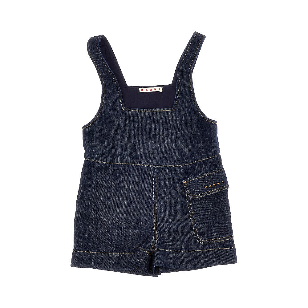 Denim short overalls