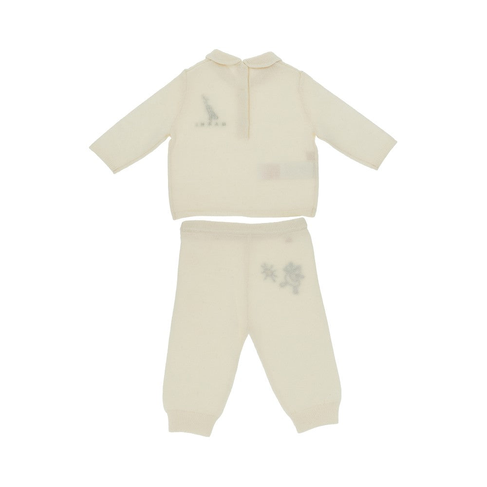 Embroidered wool-blend two-piece set