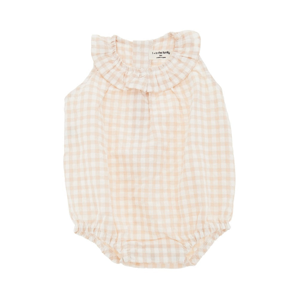 Check seersucker rompers