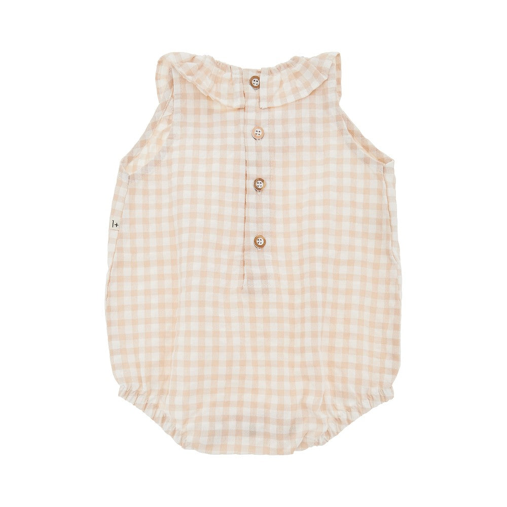 Check seersucker rompers