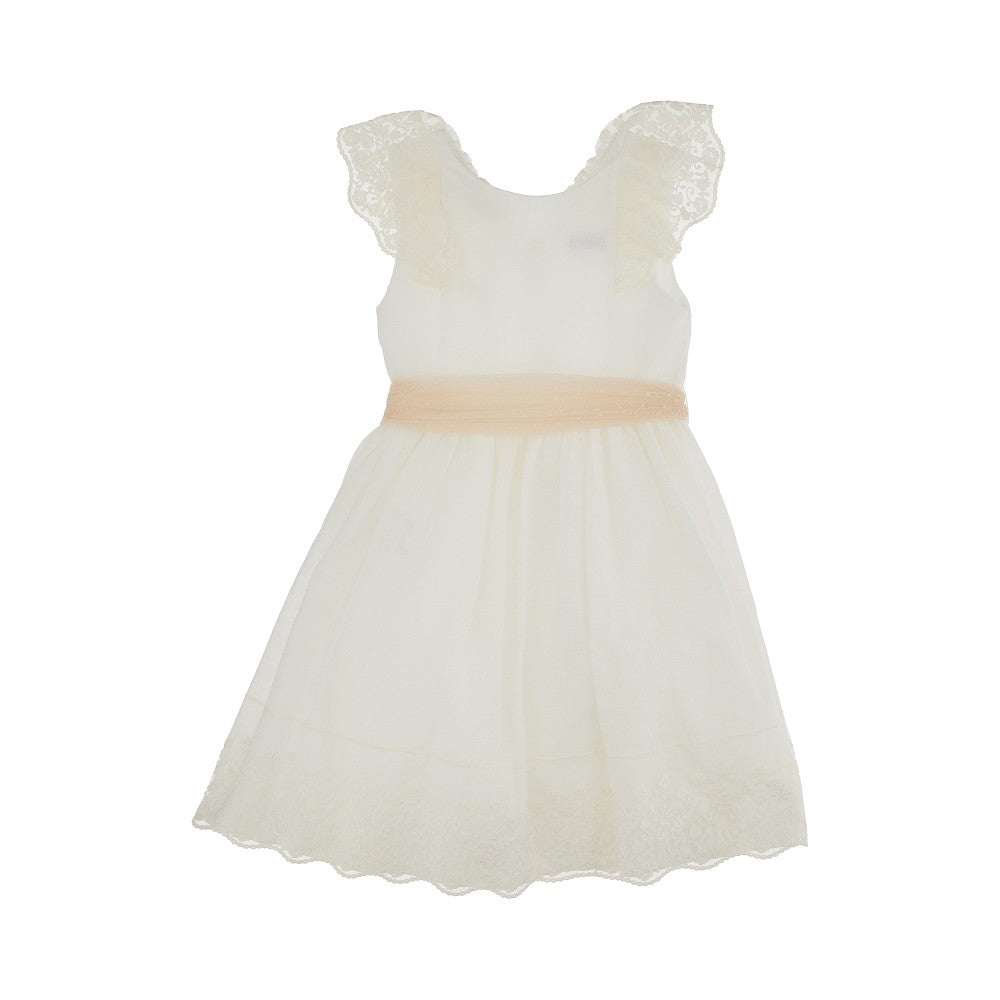 Cotton-blend mini dress with lace details