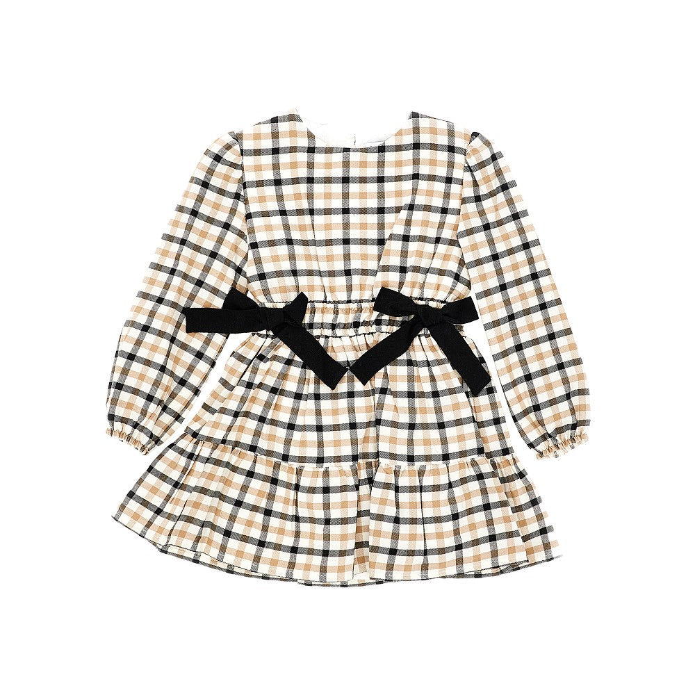 Mini abito in twill con fiocchetti