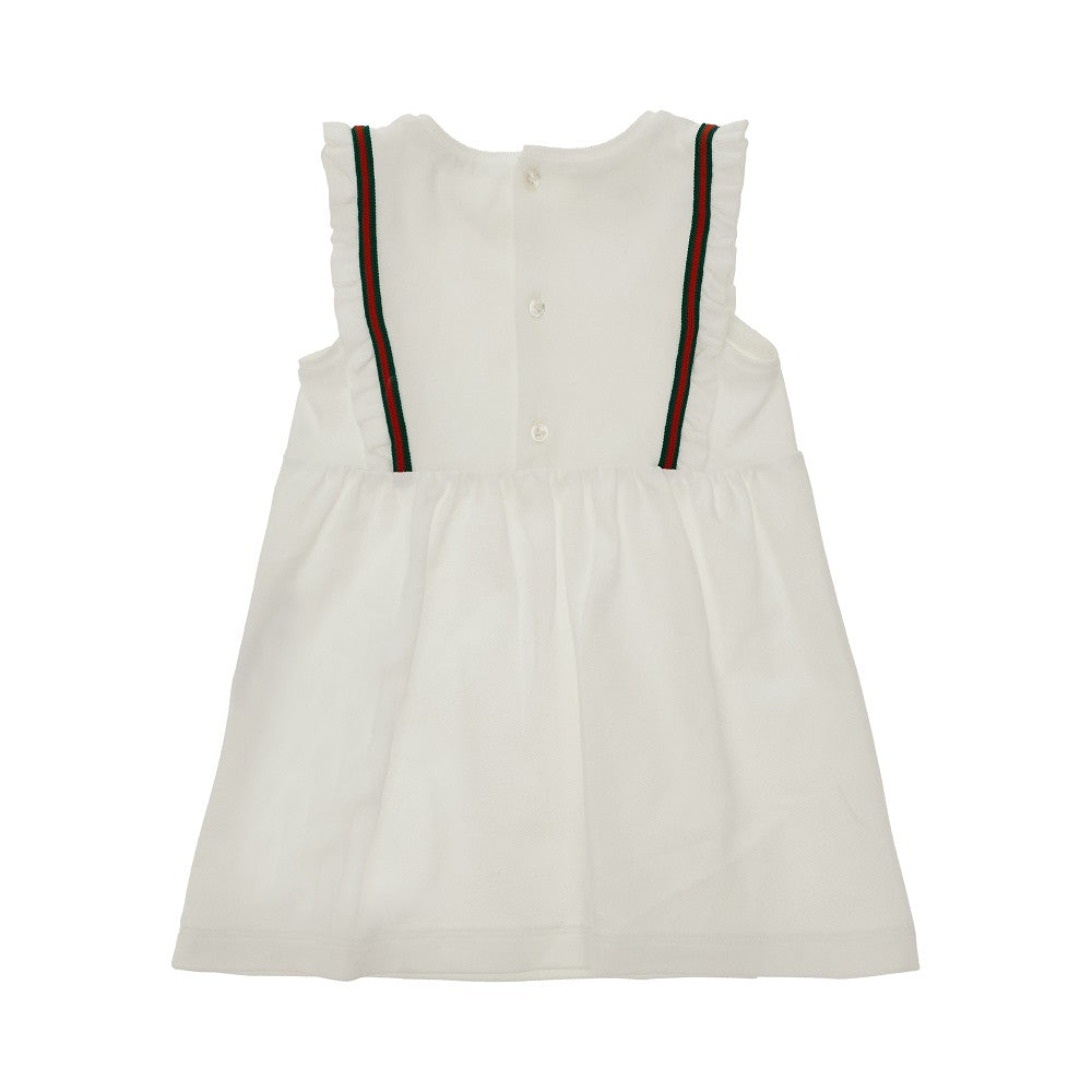 Cotton stretch mini dress with Web ribbon