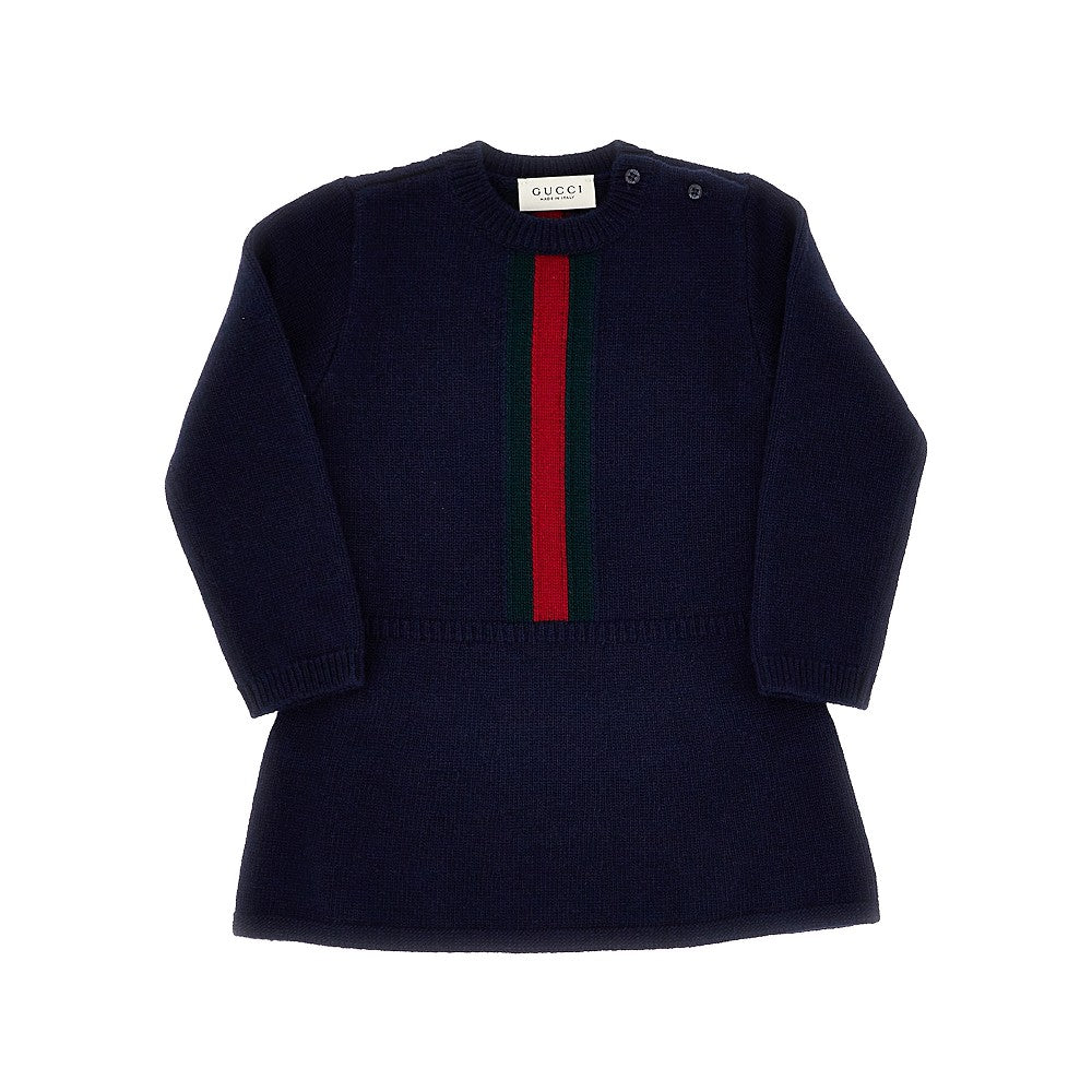 Wool mini dress with Web intarsia