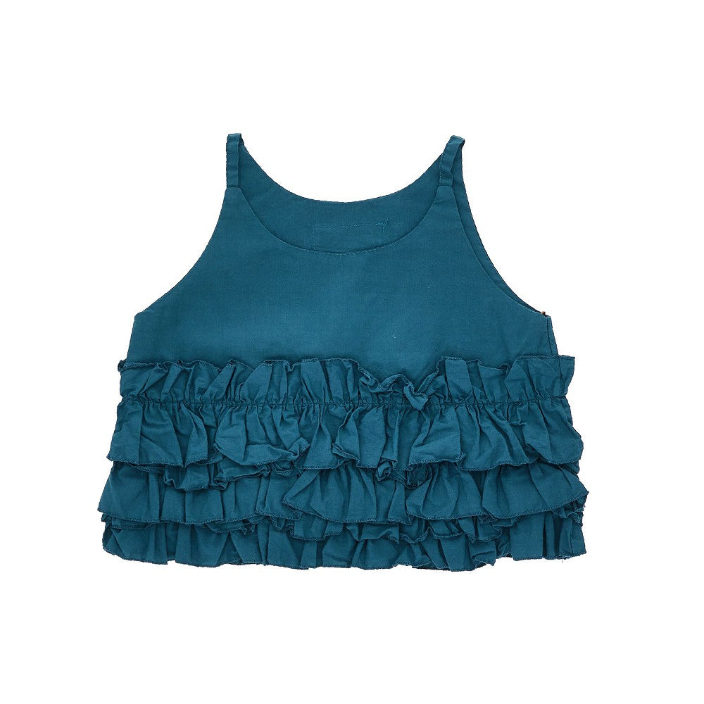 Top in popeline di cotone con balze