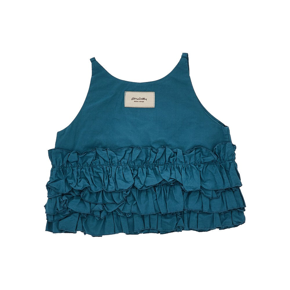 Top in popeline di cotone con balze