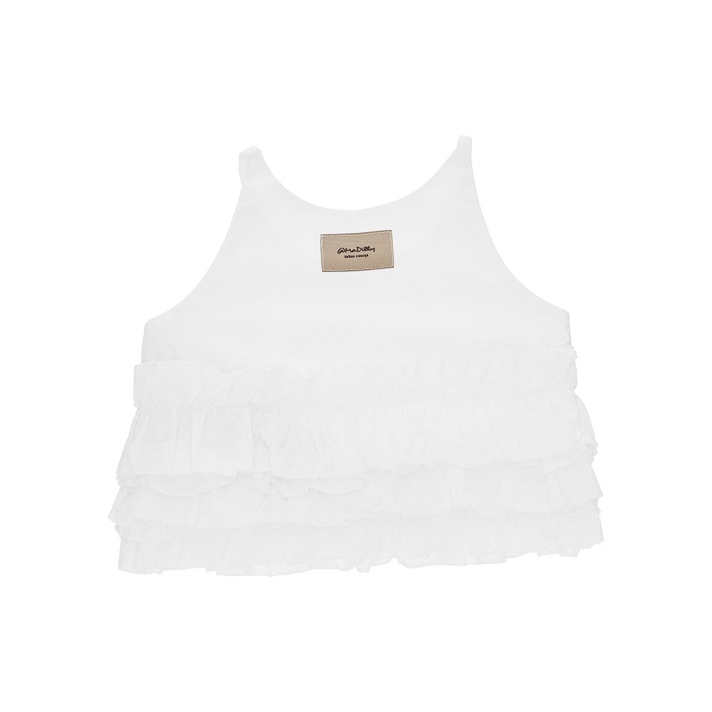Cotton poplin top with gathering