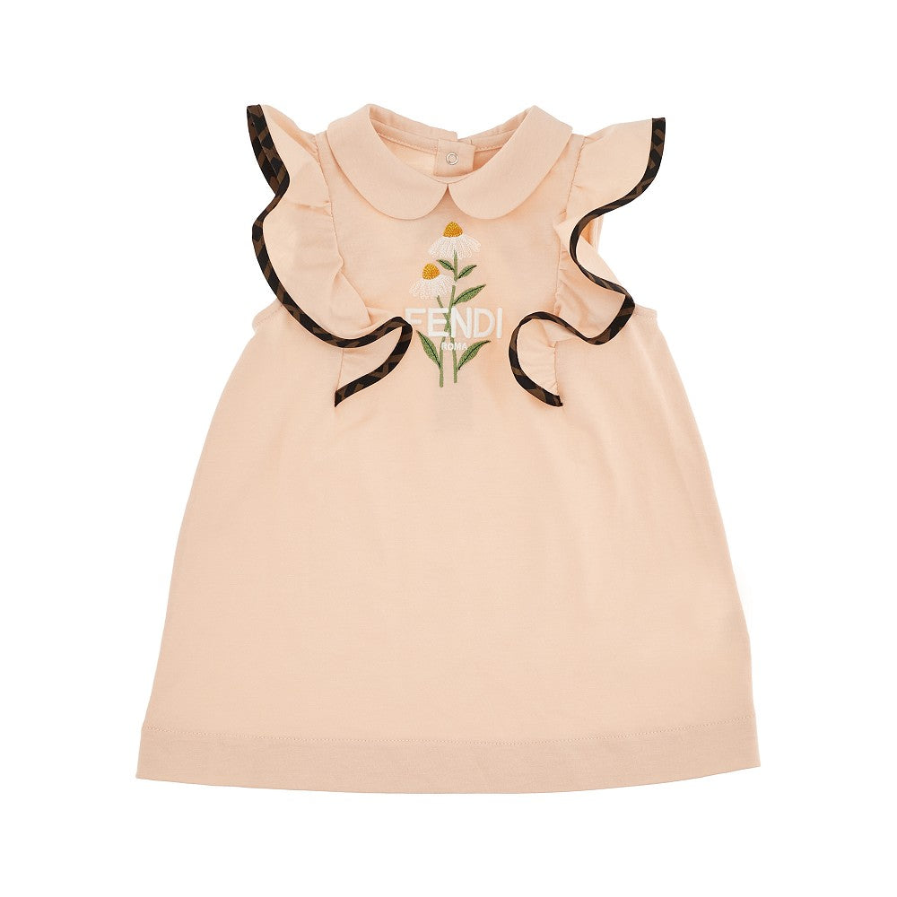 Jersey mini dress with floral embroidery