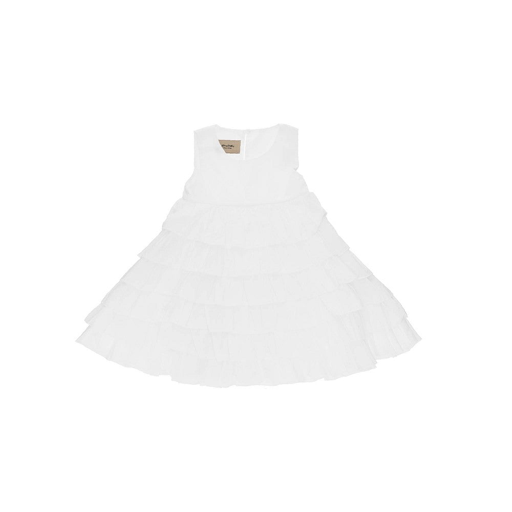 Cotton mini dress with flounces