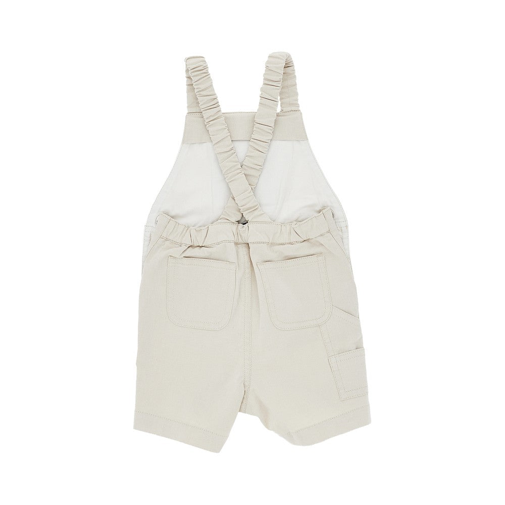 Salopette in cotone stretch con patch logo
