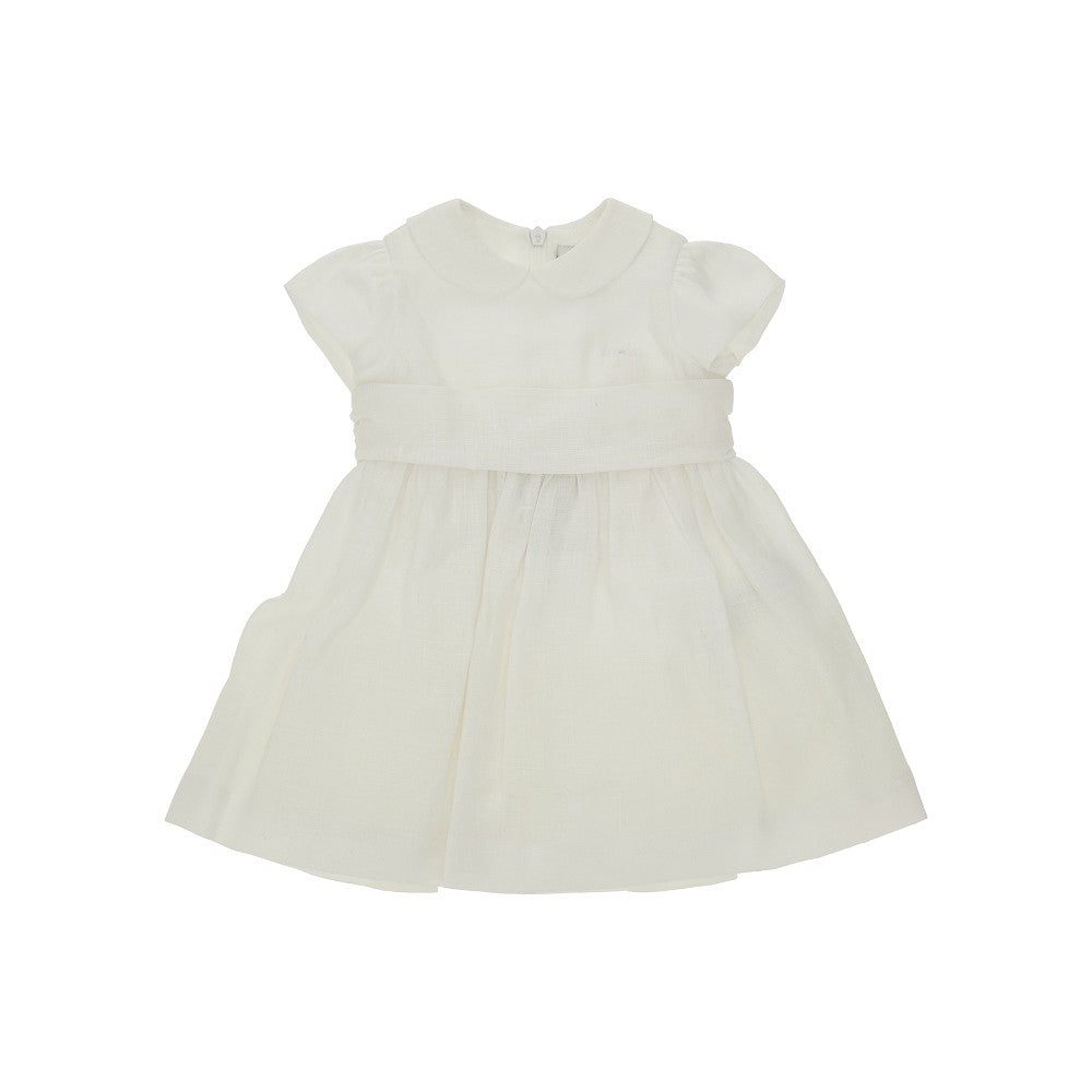 Linen short-sleeved mini dress