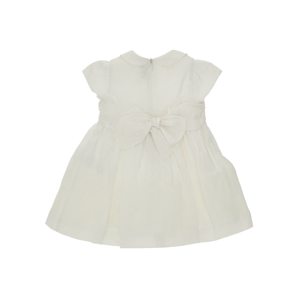 Linen short-sleeved mini dress