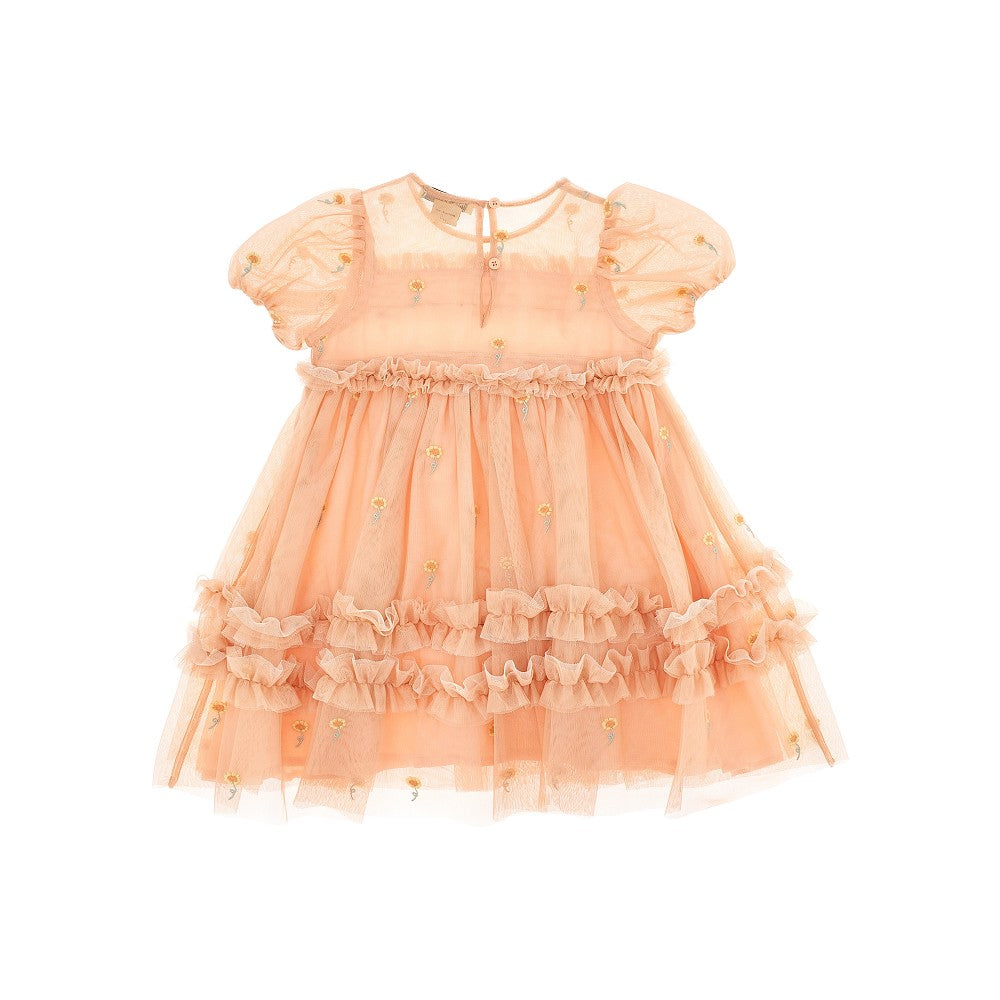 Flowers embroidery tulle mini dress