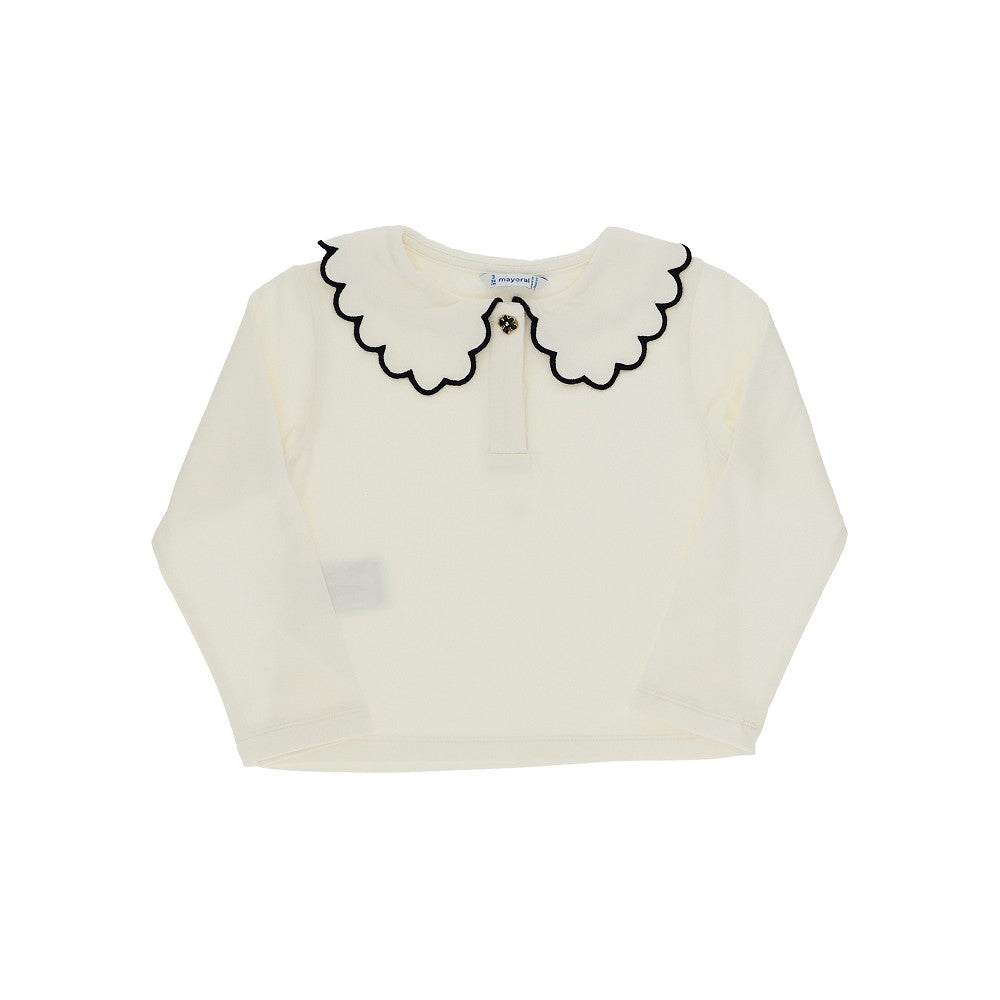 Maglia in jersey con colletto smerlato