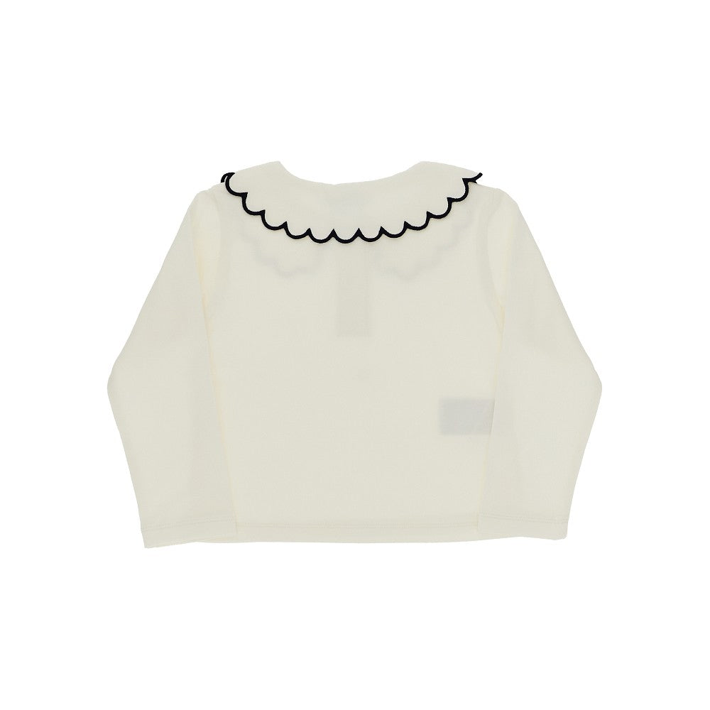 Maglia in jersey con colletto smerlato