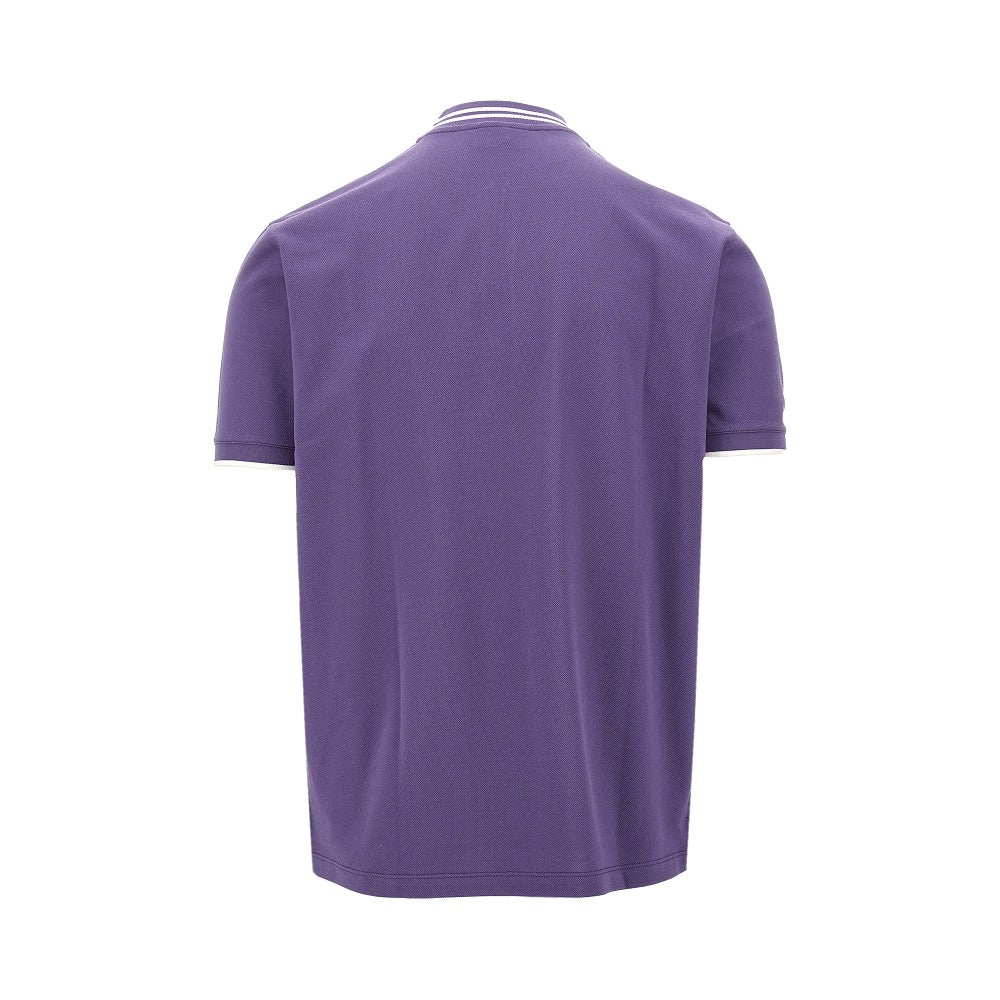 Piquet T-shirt with zippered neck