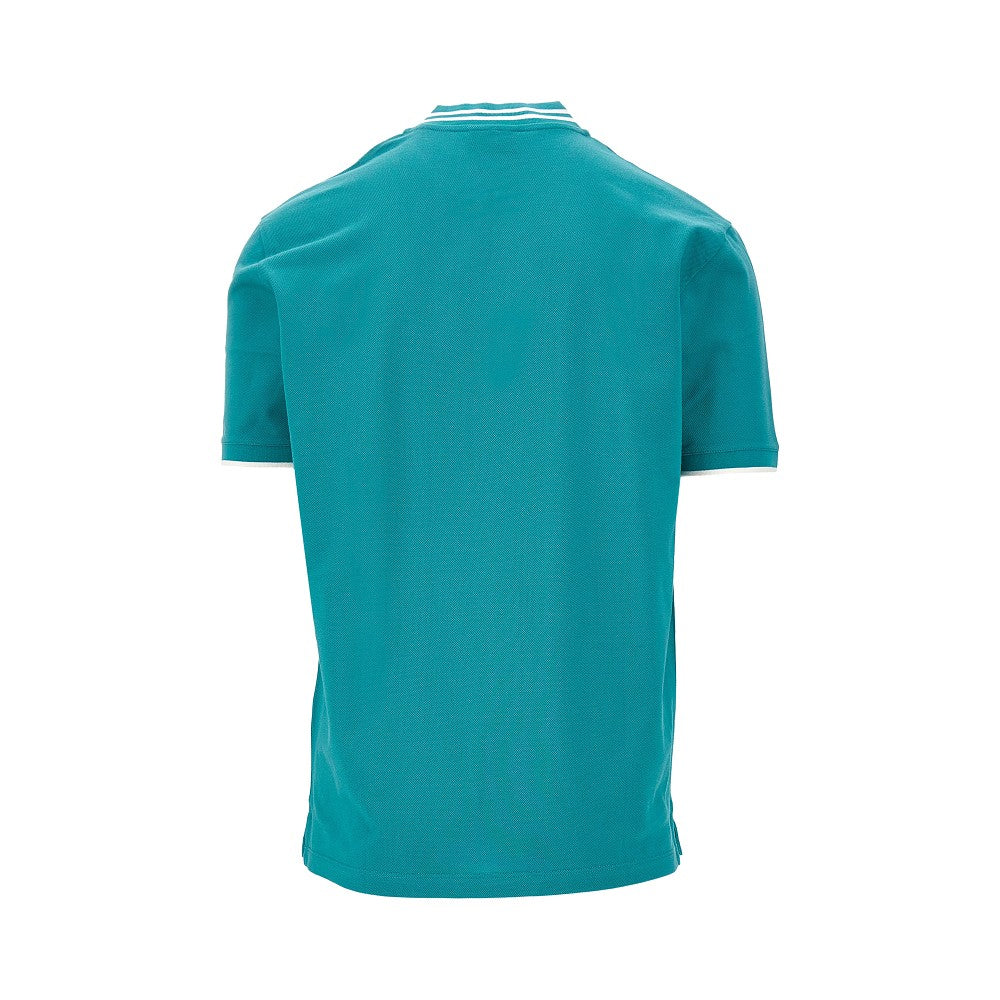 Piquet T-shirt with zippered neck