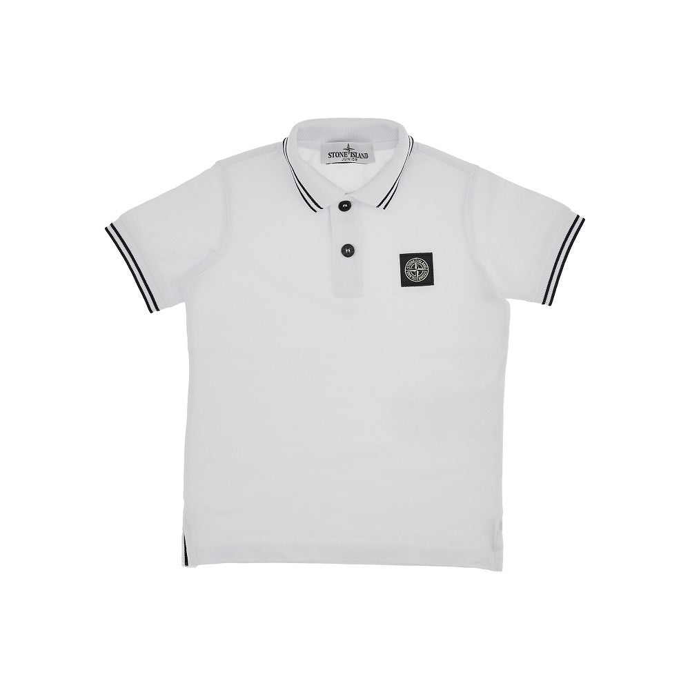 Stretch piquet polo shirt with logo patch