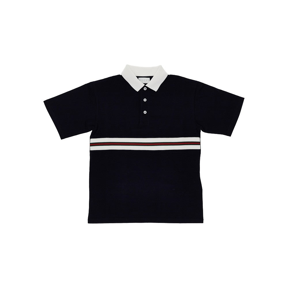 Polo in cotone con motivo Web