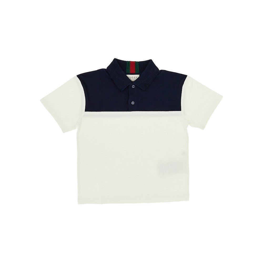 Stretch cotton polo shirt with Web Ribbon