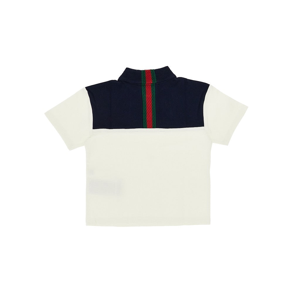 Stretch cotton polo shirt with Web Ribbon