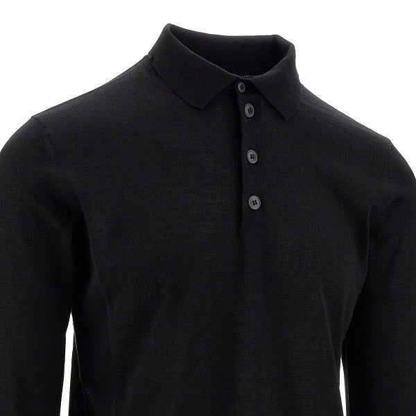 Long-sleeved knitted polo shirt