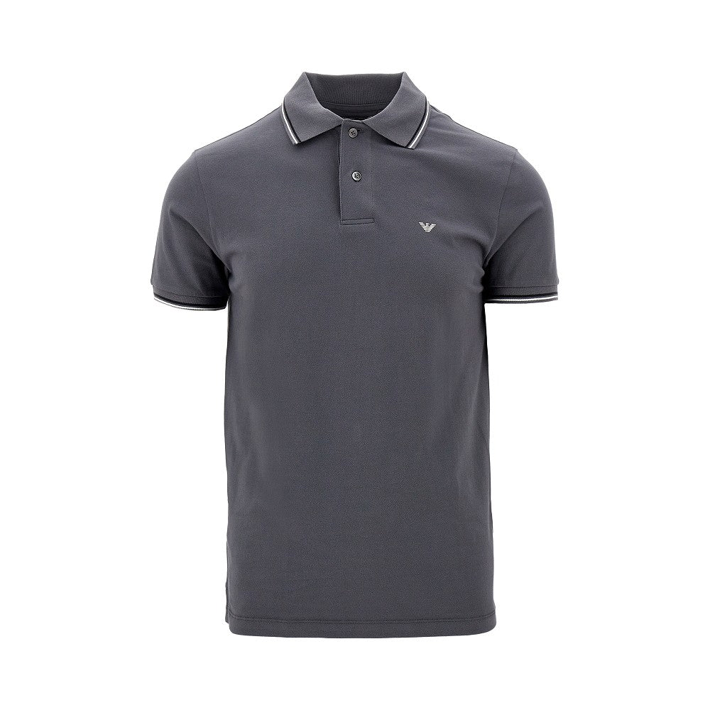 Stretch cotton piqué polo shirt