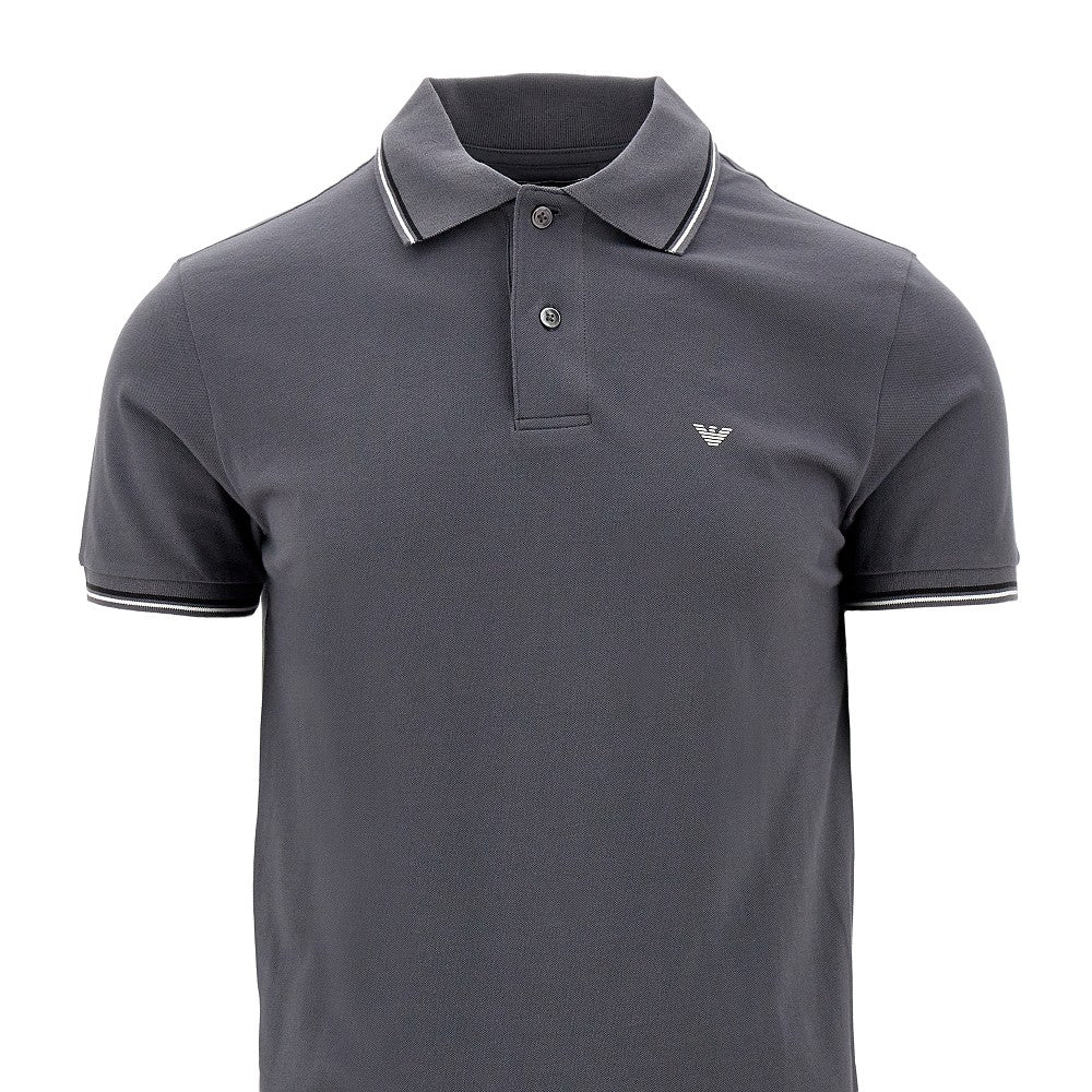 Stretch cotton piqué polo shirt