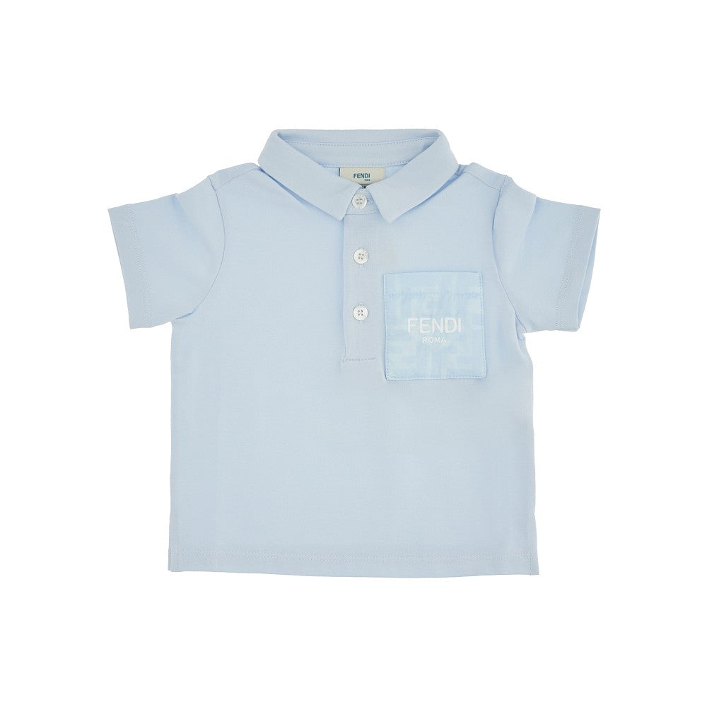 Jersey polo shirt with branded pocket