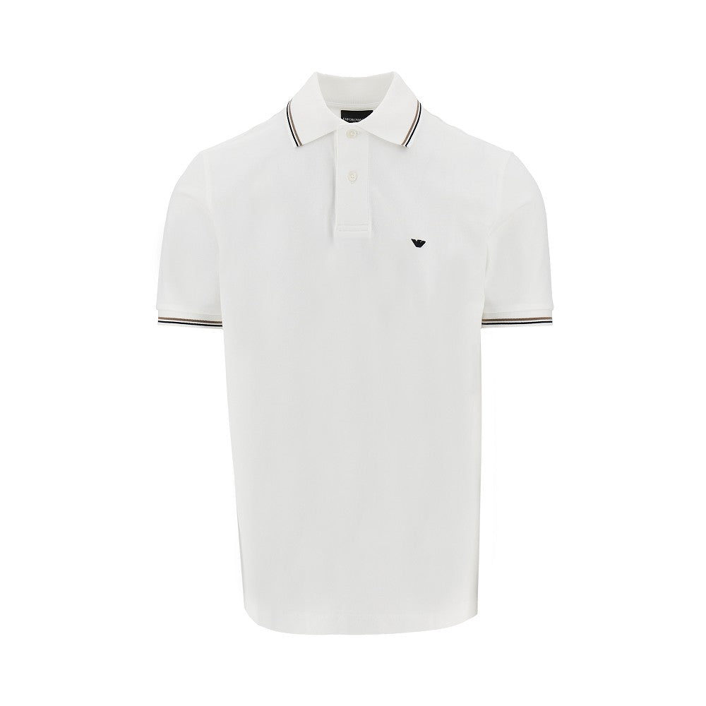 Polo in piquet stretch con ricamo Eagle